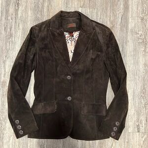 Danier Dark Brown Suede Leather Blazer Jacket